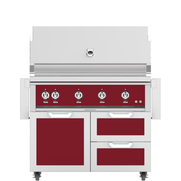 duttpack-11229 Hestan 42-Inch Natural Gas Grill W/ Rotisserie On Double Drawer & Door Tower Cart - Tin Roof - GABR42-NG-BG - Image 1