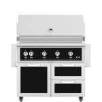 Hestan 42-Inch Natural Gas Grill W/ Rotisserie On Double Drawer & Door Tower Cart - Stealth - GABR42-NG-BK