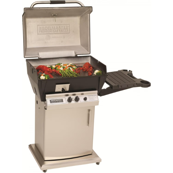 duttpack-11994 Broilmaster Q3X Qrave Natural Gas Grill On Stainless Steel Storage Cart - Image 1