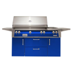 Alfresco ALXE 56-Inch Freestanding Natural Gas Deluxe Grill With Sear Zone, Rotisserie, And Side Burner in Ultramarine Blue - ALXE-56SZC-NG-S5002