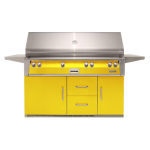 Alfresco ALXE 56-Inch Freestanding Natural Gas All Grill On Refrigerated Cart With Sear Zone And Rotisserie in Traffic Yellow - ALXE-56BFGR-NG-S1023