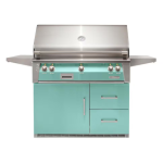 Alfresco ALXE 42-Inch Freestanding Natural Gas Grill On Refrigerated Cart With Rotisserie in Light Green - ALXE-42RFG-NG-S6027