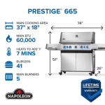 Napoleon Prestige 665 5-Burner Propane Grill w/ Rotisserie & Side Burner - P665VRSIBPSS - Image 2