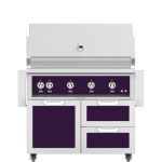 Hestan 42-Inch Propane Gas Grill W/ Rotisserie On Double Drawer & Door Tower Cart - Lush - GABR42-LP-PP