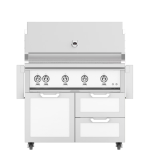 Hestan 42-Inch Propane Gas Grill W/ Rotisserie On Double Drawer & Door Tower Cart - Froth - GABR42-LP-WH