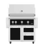 Hestan 36-Inch Propane Gas Grill W/ Sear Burner & Rotisserie On Double Drawer & Door Tower Cart - Stealth - GMBR36-LP-BK