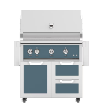 Hestan 36-Inch Propane Gas Grill W/ Rotisserie On Double Drawer & Door Tower Cart - Pacific Fog - GABR36-LP-GG
