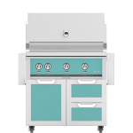 Hestan 36-Inch Natural Gas Grill W/ Sear Burner & Rotisserie On Double Drawer & Door Tower Cart - Bora Bora - GMBR36-NG-TQ