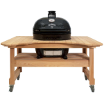 Primo Jack Daniels Edition Oval XL 400 Ceramic Kamado Grill On Curved Cypress Table With Stainless Steel Grates - PGCXLHJ