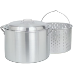 Bayou Classic Pots With Small Holed Basket 20 Quart Aluminum Stock Pot