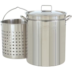 Bayou Classic Pots With Steam/Boil Basket 44 Quart Stainless Steel Stock Pot
