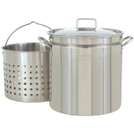 Bayou Classic Pots With Steam/Boil Basket 24 Quart Stainless Steel Stock Pot