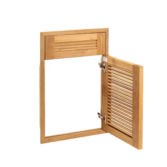 duttpack-37297 Pacific Teak Millsworks 18 Inch Louvered Single Access Door W/ False Drawer - Right Hinge - Image 1