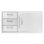 BBQGuys Signature 39-in Stainless Steel Reversible Access Door & Triple Drawer Combo - BBQ-DDC-39 - Image 3