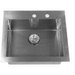 BBQGuys Signature 25 X 22 Outdoor Rated Stainless Steel Single Basin Drop-In Sink W/ Sink Strainer - BBQ-RD2522-9