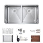 BBQGuys Signature Undermount Stainless Steel Double Bowl 33-Inch Workstation Sink W/Grids, Strainers, and 3 Accessories - Image 2
