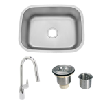 Futura 24 X 18 Stainless Steel Outdoor Sink with Huntington Brass Dual Spray 15.75 Inch High Pull Down Faucet and Strainer Basket