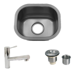 Intrepid 15 X 18 Outdoor Stainless Steel Bar Sink with Huntington Brass Euro Style Pull Out Faucet and Strainer Basket