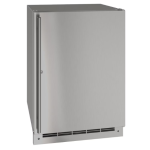 U-Line 24-Inch 5.4 Cu. Ft. Outdoor Rated Solid Door Refrigerator w/ Lock - Stainless Steel - UORE124-SS31A