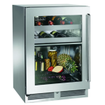 Perlick 24-Inch Signature Series Stainless Steel Glass Door Outdoor Dual Zone Refrigerator/Wine Reserve w/ Door Lock - Left Hinged - HP24CO-4-3LL