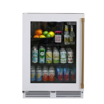 Perlick 24 Inch 5.2 Cu. Ft. Signature Series Stainless Steel Glass Door Outdoor Refrigerator w/ Factory Installed Matte White Glass Door - Right Hinge