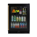 Perlick 24 Inch 5 Cu. Ft. Signature Series Marine & Coastal Series Stainless Steel Glass Door Outdoor Dual-Zone Refrigerator & Wine Reserve W/ Door Lock & Factory Installed Matte Black Glass Door - Left Hinge