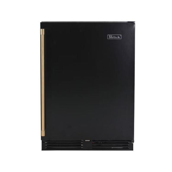 duttpack-39270 Perlick 24 Inch 5.2 Cu. Ft. C-Series Stainless Steel Outdoor Refrigerator w/ Factory Installed Matte Black Solid Door - Left Hinge - Image 1