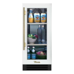 True 15 Inch 3.14 Cu. Ft. Right Hinge Glass Door Outdoor Refigerator - Matte White w/ Brass Handles - TUR-15-R-OG-C~DSK-030-H01