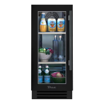 True 15 Inch 3.14 Cu. Ft. Left Hinge Glass Door Outdoor Refigerator - Matte Black w/ Pewter Handles - TUR-15-L-OG-C~DSK-027-H05
