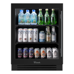 True ADA Height 24 Inch 5 Cu. Ft. Left Hinge Glass Door Outdoor Refrigerator - Matte Black w/ Pewter Handles - TURADA-24-LG-A~027-H05