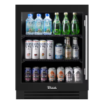True ADA Height 24 Inch 5 Cu. Ft. Left Hinge Glass Door Outdoor Refrigerator - Matte Black w/ Stainless Steel Handles - TURADA-24-LG-A~027-H04