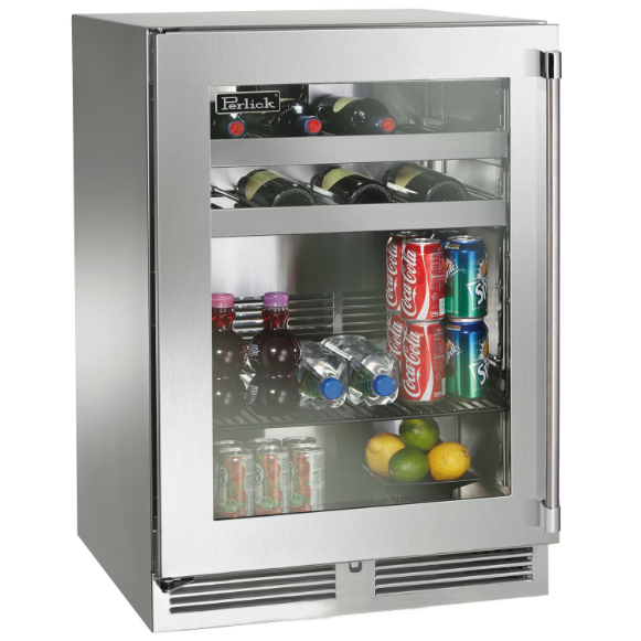 duttpack-39714 Perlick 24-Inch Signature Series Stainless Steel Glass Door Outdoor Beverage Center - Left Hinged - HP24BO-4-3L - Image 1