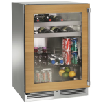 Perlick 24-Inch Signature Series Stainless Steel Panel Ready Glass Door Outdoor Beverage Center - Left Hinged - HP24BO-4-4L