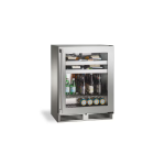 Perlick 24-Inch Signature Series Shallow Depth Stainless Steel Glass Door Outdoor Beverage Center w/ Door Lock - Right Hinged - HH24BO-4-3RL