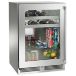 Perlick 24-Inch Signature Series Shallow Depth Marine & Coastal Series Stainless Steel Glass Door Outdoor Beverage Center w/ Door Lock - Left Hinge - HH24BM-4-3LL