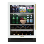 True 24 Inch 147 Can 13 Bottle Left Hinge Glass Door Outdoor Beverage Center - Matte White w/ Brass Handle - TBC-24-L-OG-C~DSK-030-H01