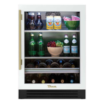 True 24 Inch 147 Can 13 Bottle Right Hinge Glass Door Outdoor Beverage Center - Matte White w/ Brass Handle - TBC-24-R-OG-C~DSK-030-H01
