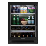True 24 Inch 147 Can 13 Bottle Left Hinge Glass Door Outdoor Beverage Center - Matte Black w/ Pewter Handle - TBC-24-L-OG-C~DSK-027-H05