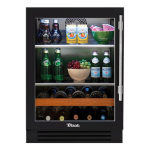 True 24 Inch 147 Can 13 Bottle Left Hinge Glass Door Outdoor Beverage Center - Matte Black w/ Stainless Steel Handle - TBC-24-L-OG-C~DSK-027-H04
