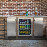 True ADA Height 15 Inch 75 Lb. Left Hinge Outdoor Ice Maker - Cobalt w/ Brass Handle - TUIADA-15-LS-A~078-H01 - Image 2