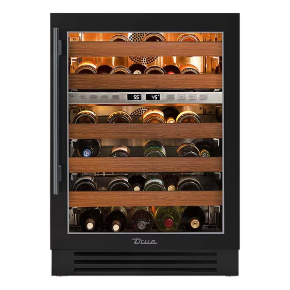 duttpack-40351 True 24 Inch 45 Bottle Right Hinge Glass Door Outdoor Dual Zone Wine Cabinet - Matte Black w/ Pewter Handle - TWC-24DZ-R-OG-C~DSK-027-H05 - Image 1