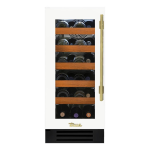 True 15 Inch 23 Bottle Left Hinge Glass Door Outdoor Wine Cabinet - Matte White w/ Brass Handle - TWC-15-L-OG-C~DSK-030-H01