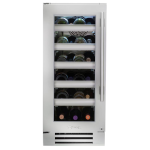 True 15 Inch 23 Bottle Left Hinge Glass Door Outdoor Wine Cabinet - Stainless Steel - TWC-15-L-SG-C
