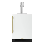 True 24 Inch Right Hinge Outdoor Dual Tap Beverage Dispenser - Matte White w/ Brass Handle - TUR-24DD-R-OP-C~DSK-030-H01