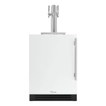 True 24 Inch Left Hinge Outdoor Dual Tap Beverage Dispenser - Matte White w/ Stainless Handle - TUR-24DD-L-OP-C~DSK-030-H04