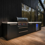 Mont Alpi Black Series 13 Ft Propane Outdoor Kitchen Island w/ 44-in Grill, Side Burner, Beverage Center & Extra Door - MAi805-BSSBEVXL - Image 2
