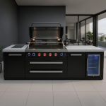 Mont Alpi Black Series 10 Ft Natural Gas Outdoor Kitchen Island w/ Side Burner & Refrigerator (Ships Propane w/ Conversion Kit) - Image 2