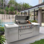 Mont Alpi Original Series 8 Ft Natural Gas Outdoor Kitchen Island w/ Side Burner (Ships Propane w/ Conversion Kit) - Image 2