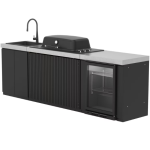 Everdure 9 Ft Outdoor Kitchen Island w/ Marine Grade Aluminum Cabinets in Black - Image 7