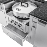 Sunstone Grills Hill Country 13 1/2 Ft Outdoor Kitchen Island w/ Propane Grill & Side Burner, Sink, Refrigerator, Door & Drawer - Image 16